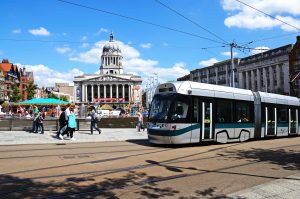 nottingham tram in city centre