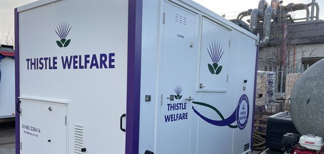 Welfare unit in situ on a construction site