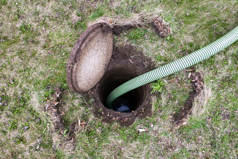 Pipe going into drainage for septic tank emptying